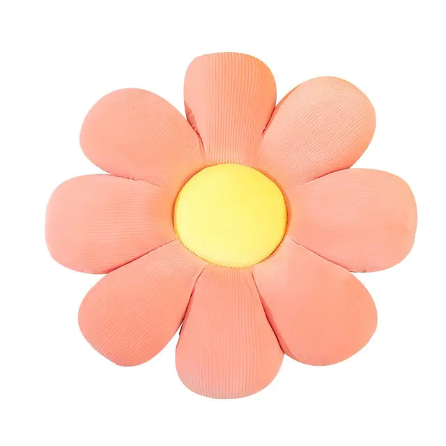 Stylish and Comfortable Flower-Shaped Cushion - Floral Bliss-Yellow-Pink-21.65 in-Nora Luxe