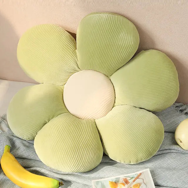 Stylish and Comfortable Flower-Shaped Cushion - Floral Bliss-Yellow-Pink-21.65 in-Nora Luxe