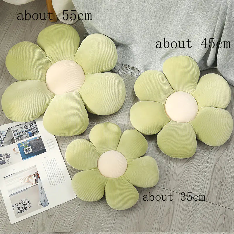 Stylish and Comfortable Flower-Shaped Cushion - Floral Bliss-Yellow-Pink-21.65 in-Nora Luxe