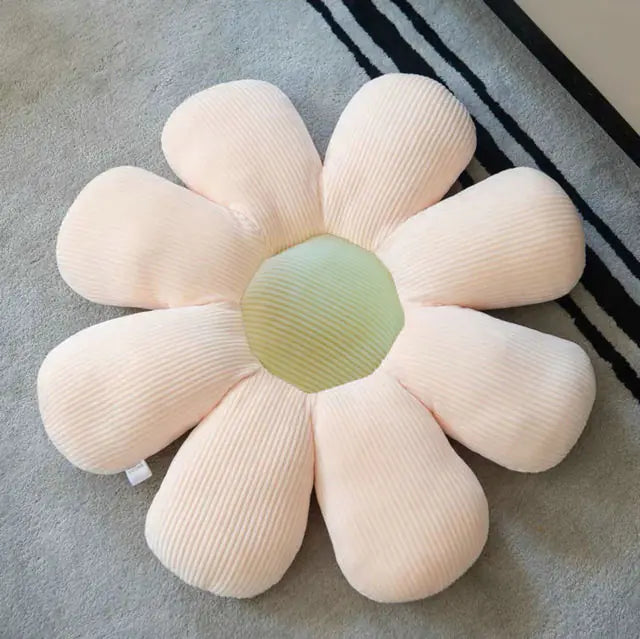 Stylish and Comfortable Flower-Shaped Cushion - Floral Bliss-Yellow-Pink-21.65 in-Nora Luxe