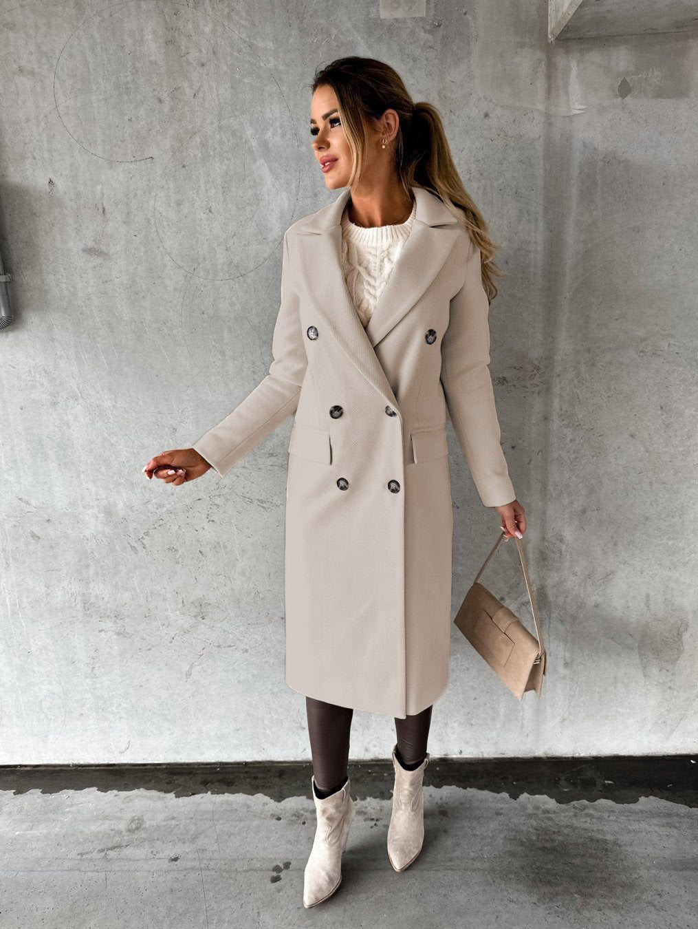 Stylish and Comfortable Ladies' Coat - Vivienne-Beige-S-Nora Luxe