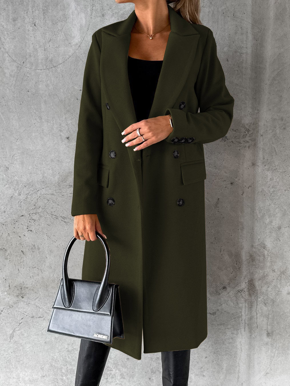Stylish and Comfortable Ladies' Coat - Vivienne-Olive Green-S-Nora Luxe
