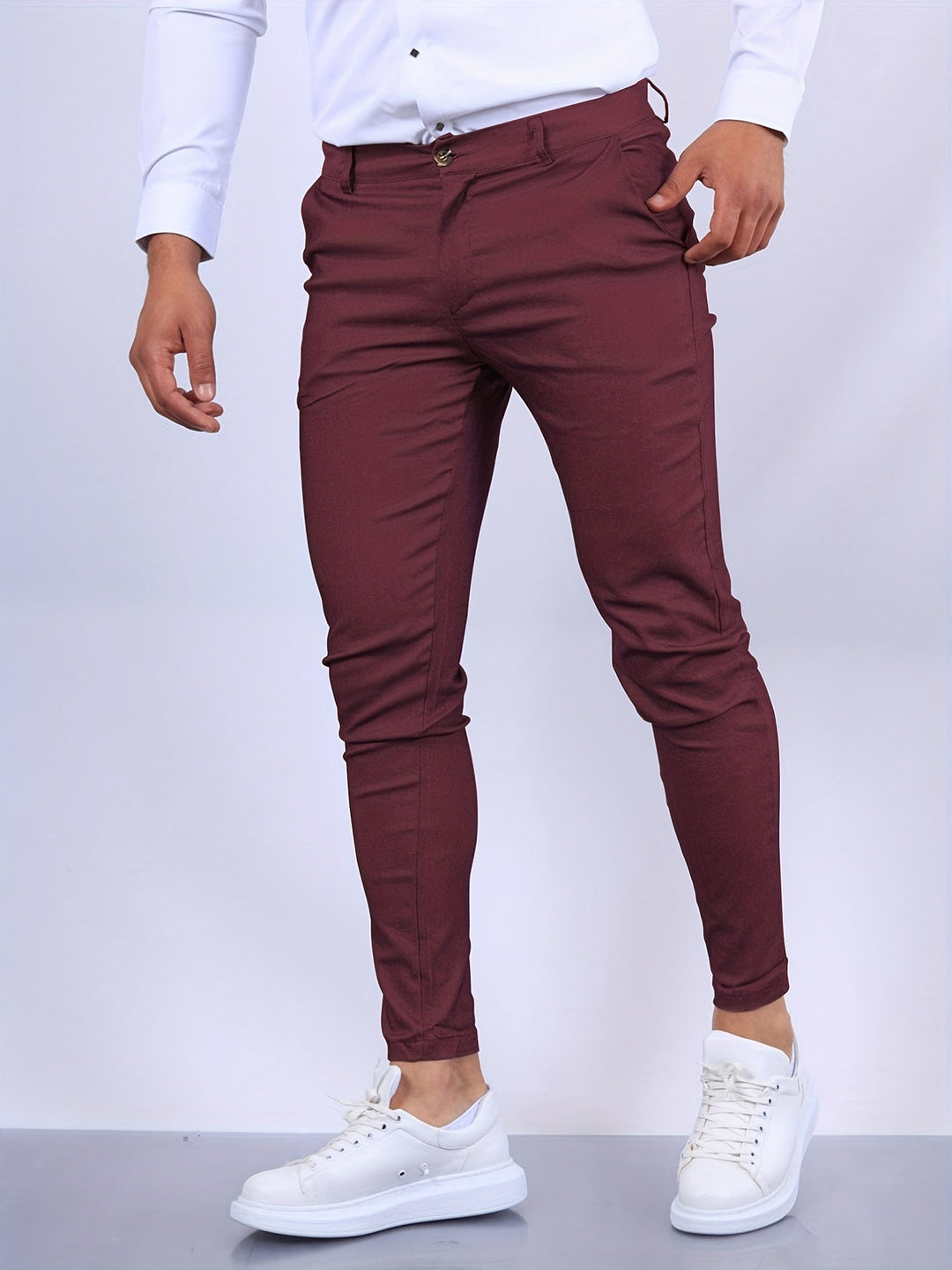 Stylish and Comfortable Men's Chino - Noah-Bordeaux Red-S-Nora Luxe