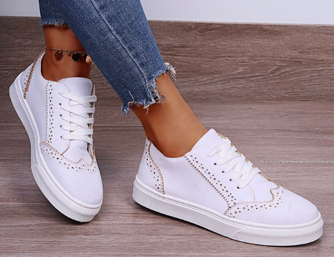 Stylish and Comfortable Women's Sneakers - LunaWalk-White-3.5-Nora Luxe