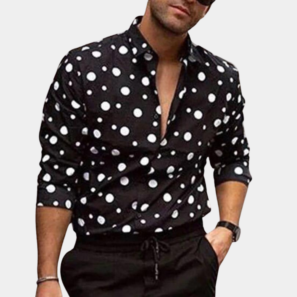 Stylish and Trendy Men's Shirt - Polka Dot-Black-M-Nora Luxe