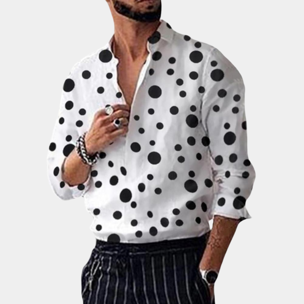 Stylish and Trendy Men's Shirt - Polka Dot-White-M-Nora Luxe