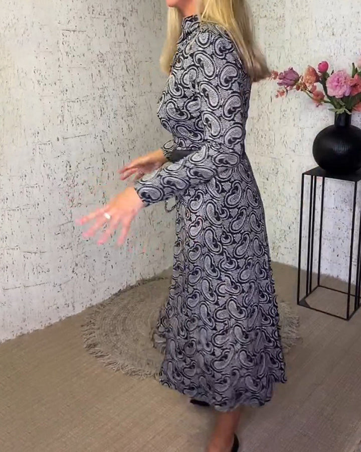 Stylish and Versatile Dress with Collar and Print - Iris-S-Nora Luxe