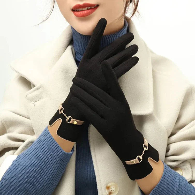 Stylish Autumn and Winter Gloves for Women - Amelia-Black-Nora Luxe