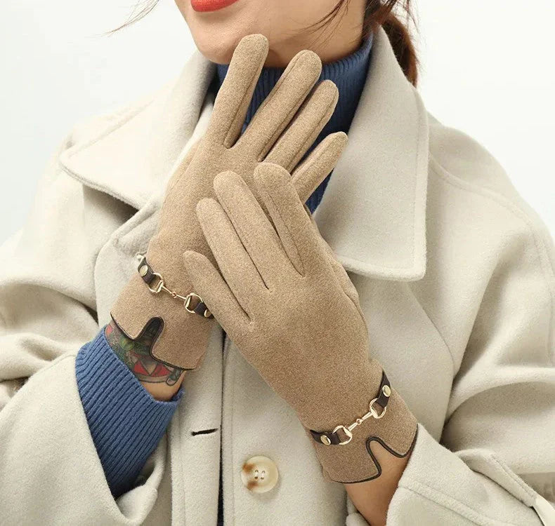 Stylish Autumn and Winter Gloves for Women - Amelia-Khaki-Nora Luxe