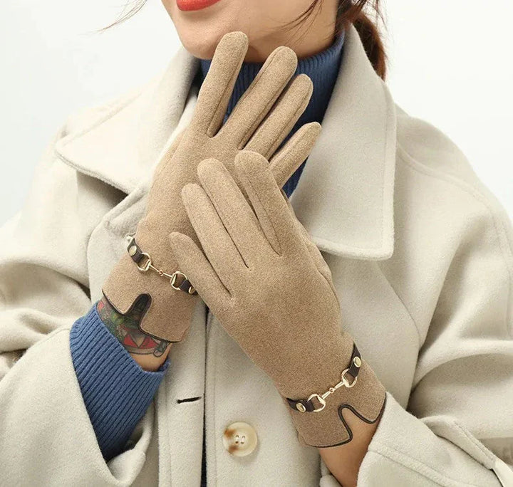 Stylish Autumn and Winter Gloves for Women - Amelia-Khaki-Nora Luxe