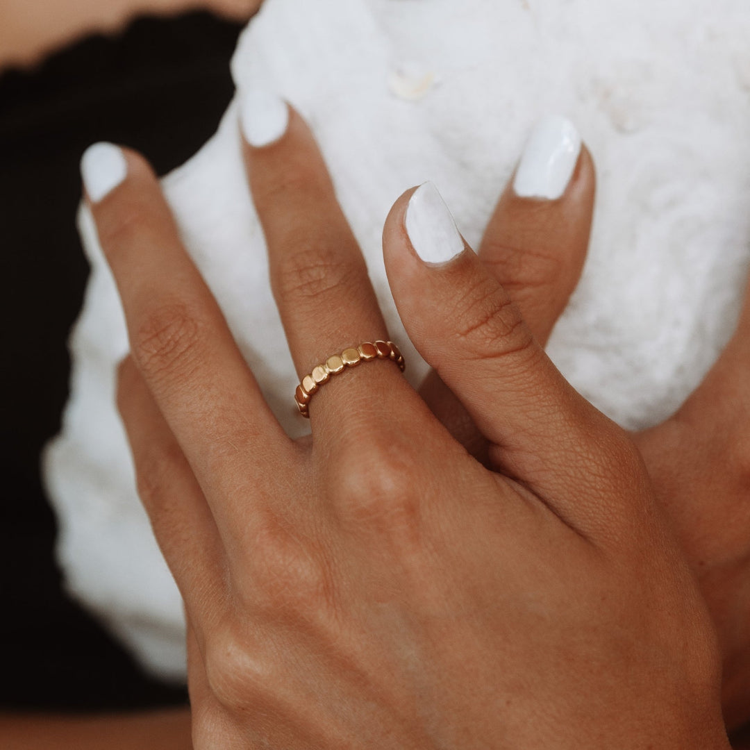 Stylish Beaded Ring - Elina-5-Gold-Nora Luxe