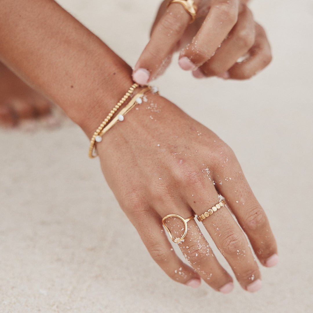 Stylish Beaded Ring - Elina-5-Gold-Nora Luxe