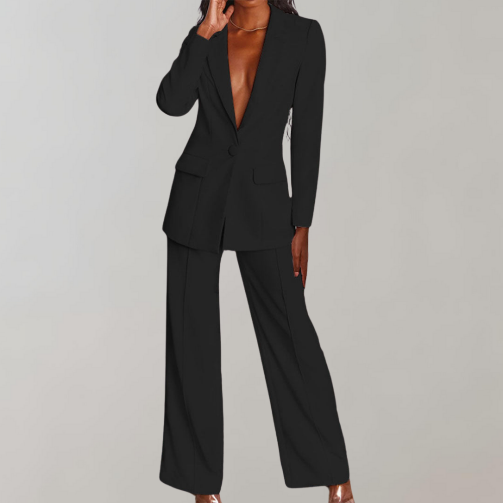 Stylish Blazer and Trouser Set - Elena-Black-S-Nora Luxe