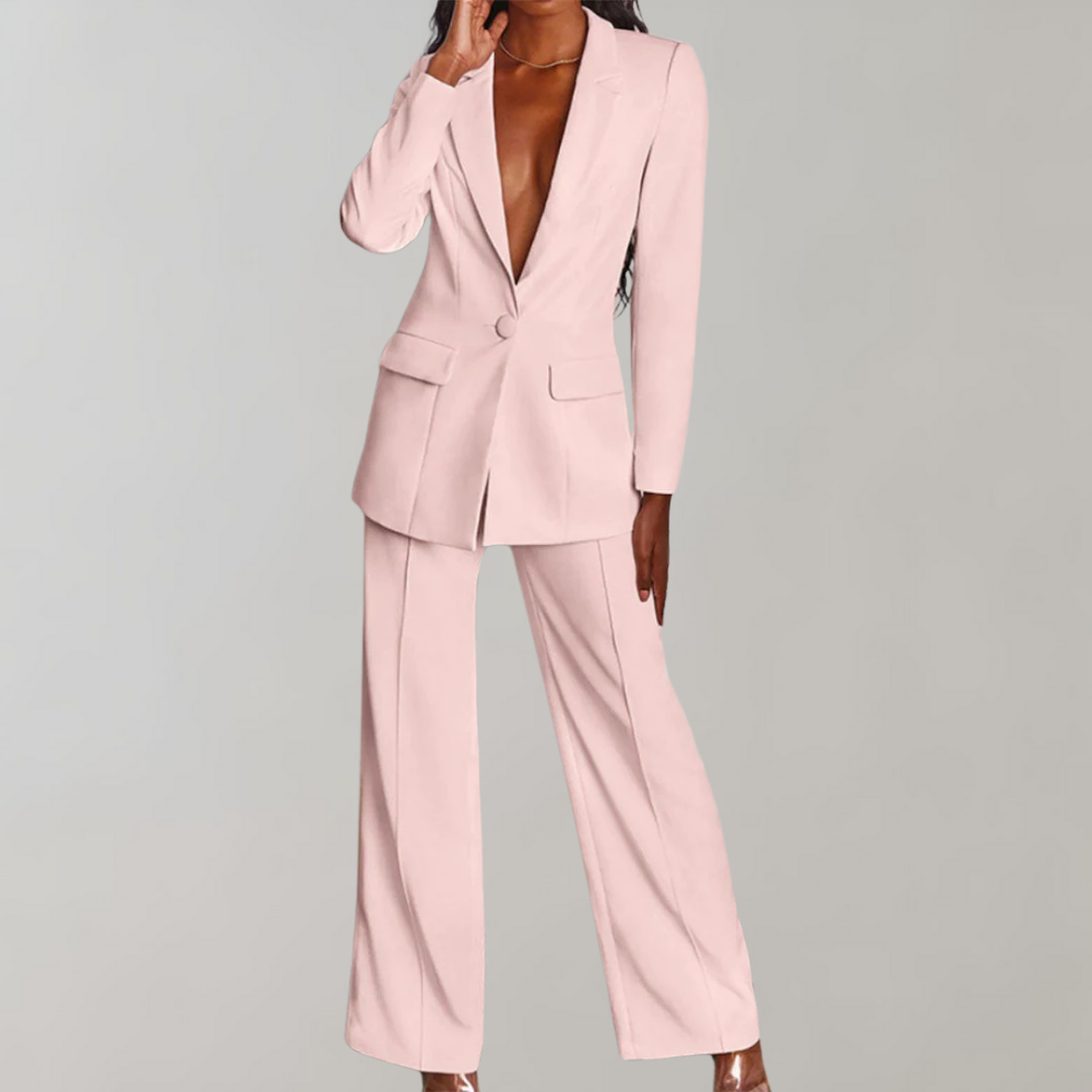 Stylish Blazer and Trouser Set - Elena-Pink-S-Nora Luxe
