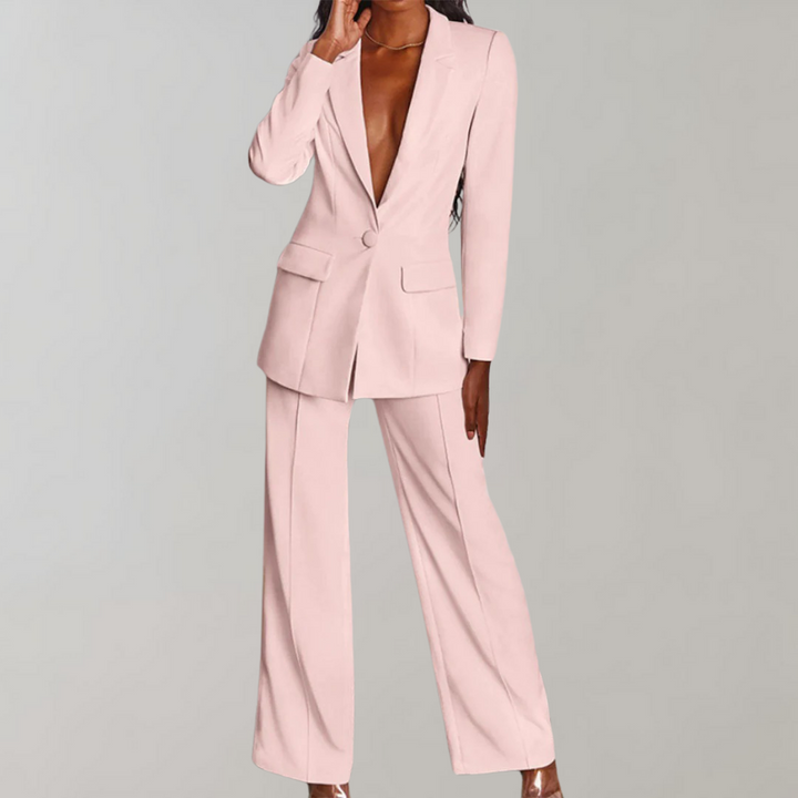 Stylish Blazer and Trouser Set - Elena-Pink-S-Nora Luxe