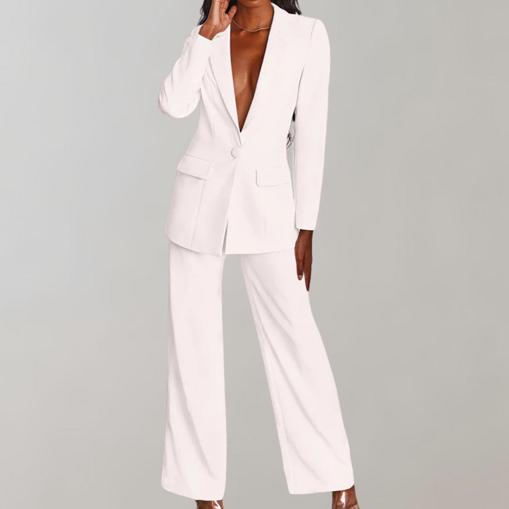 Stylish Blazer and Trouser Set - Elena-White-S-Nora Luxe
