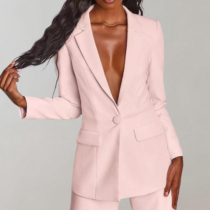 Stylish Blazer and Trouser Set - Elena-Yellow-S-Nora Luxe