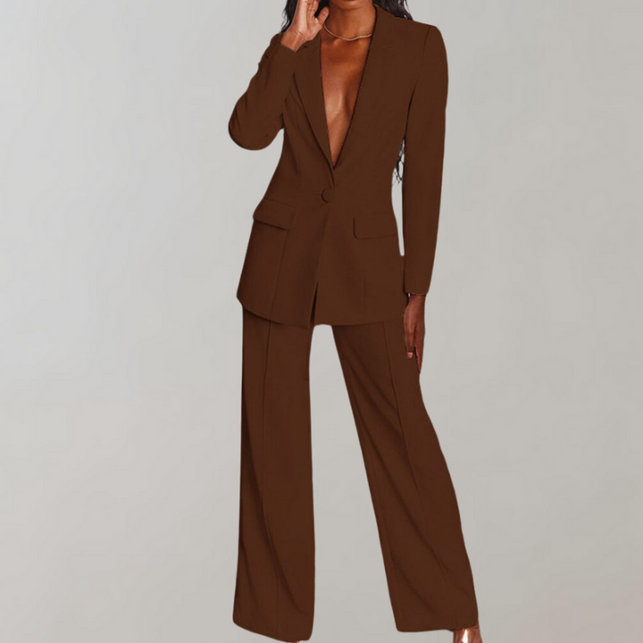 Stylish Blazer and Trouser Set - Elena-Yellow-S-Nora Luxe