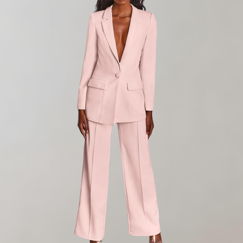 Stylish Blazer and Trouser Set - Elena-Yellow-S-Nora Luxe