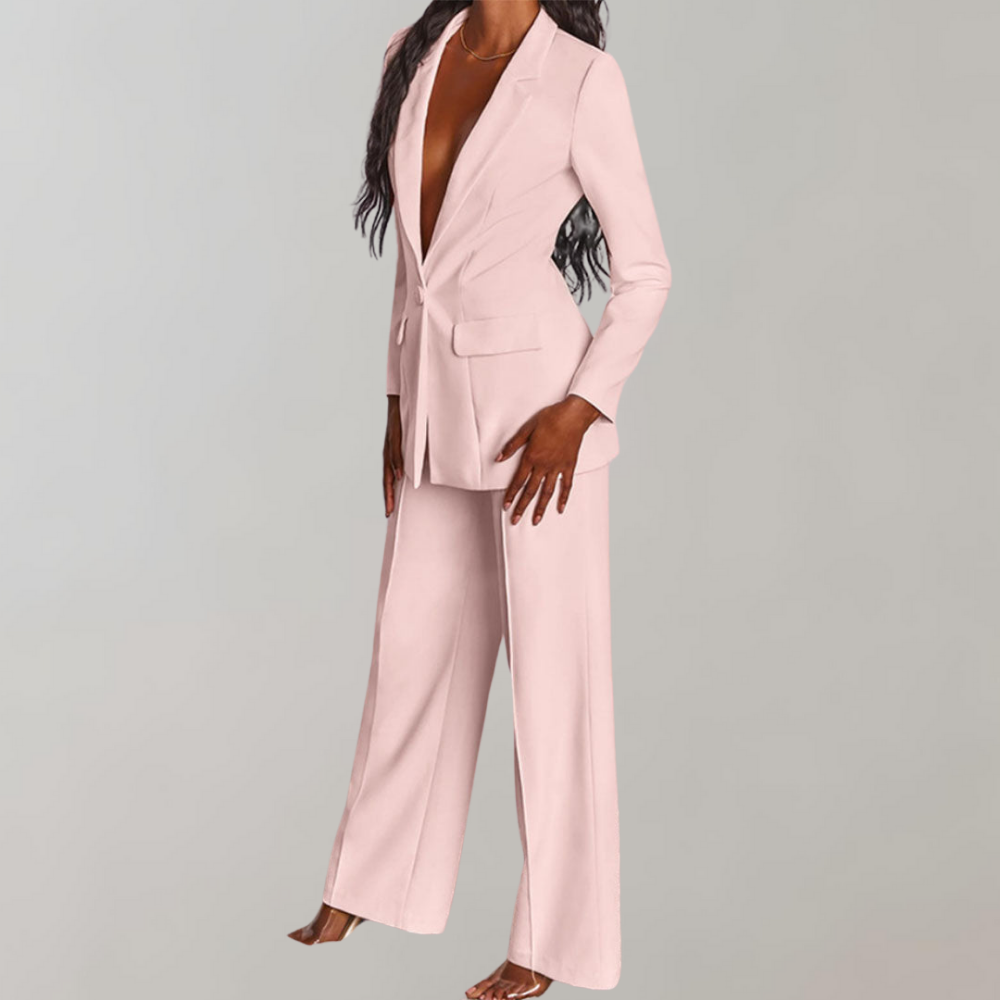Stylish Blazer and Trouser Set - Elena-Yellow-S-Nora Luxe