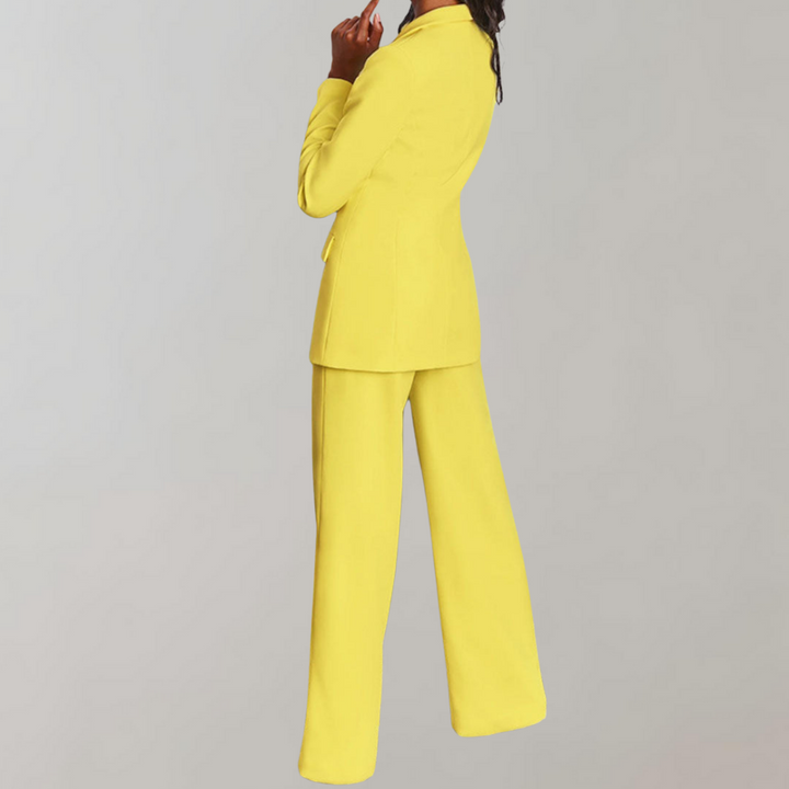 Stylish Blazer and Trouser Set - Elena-Yellow-S-Nora Luxe