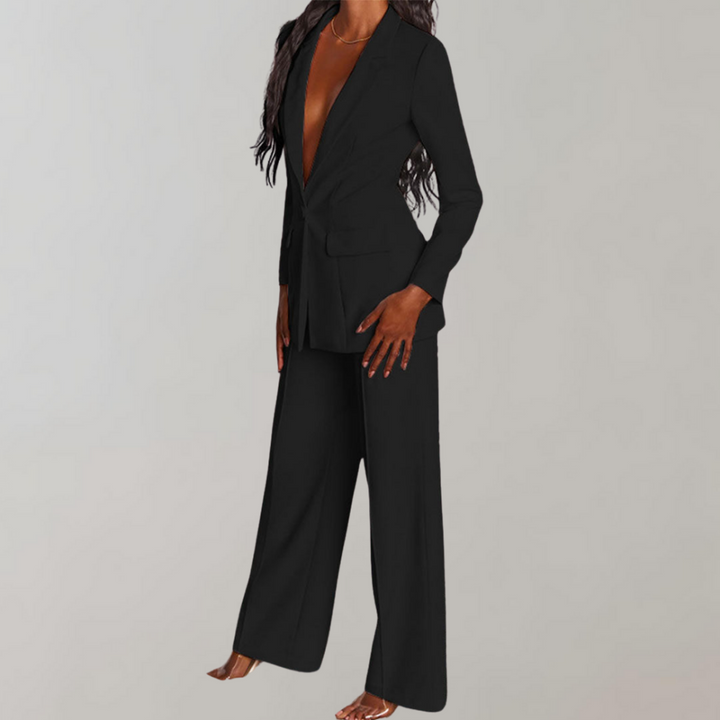 Stylish Blazer and Trouser Set - Elena-Yellow-S-Nora Luxe