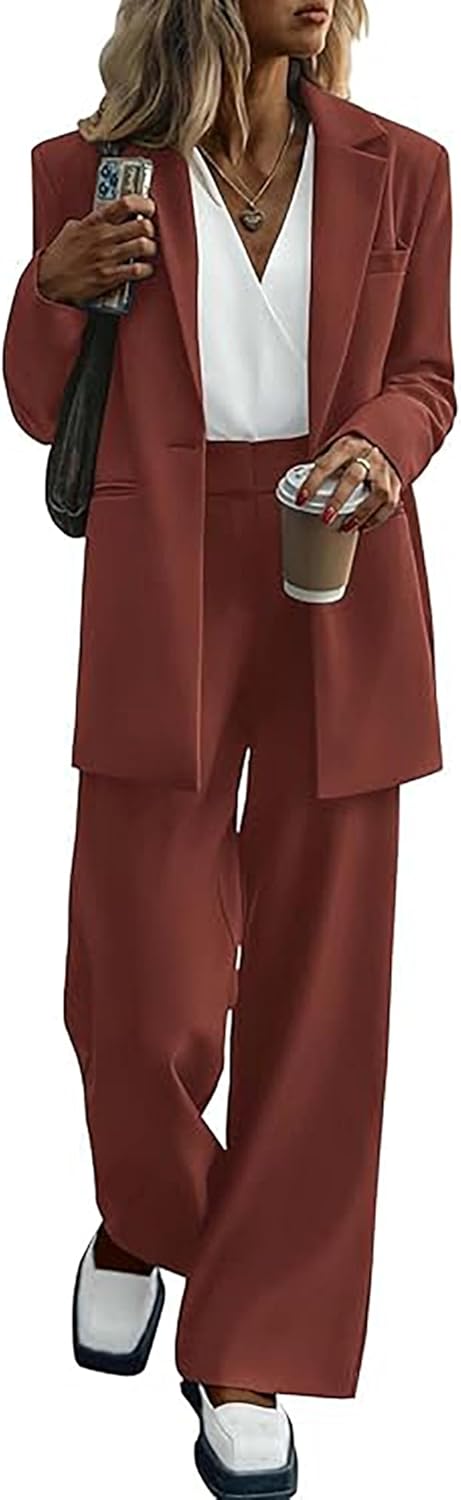 Stylish Blazer and Trouser Set - Mia-Brown Red-S-Nora Luxe