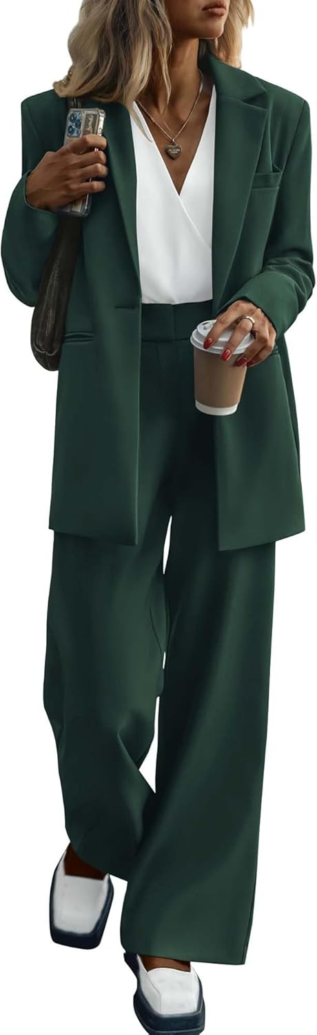 Stylish Blazer and Trouser Set - Mia-Dark Green-S-Nora Luxe