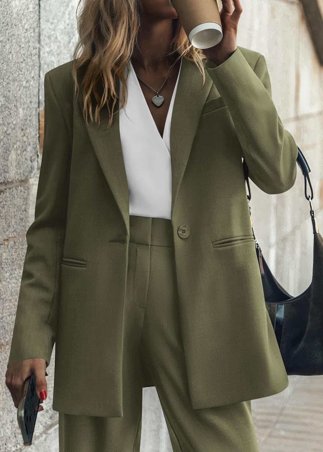 Stylish Blazer and Trouser Set - Mia-Olive Green-S-Nora Luxe