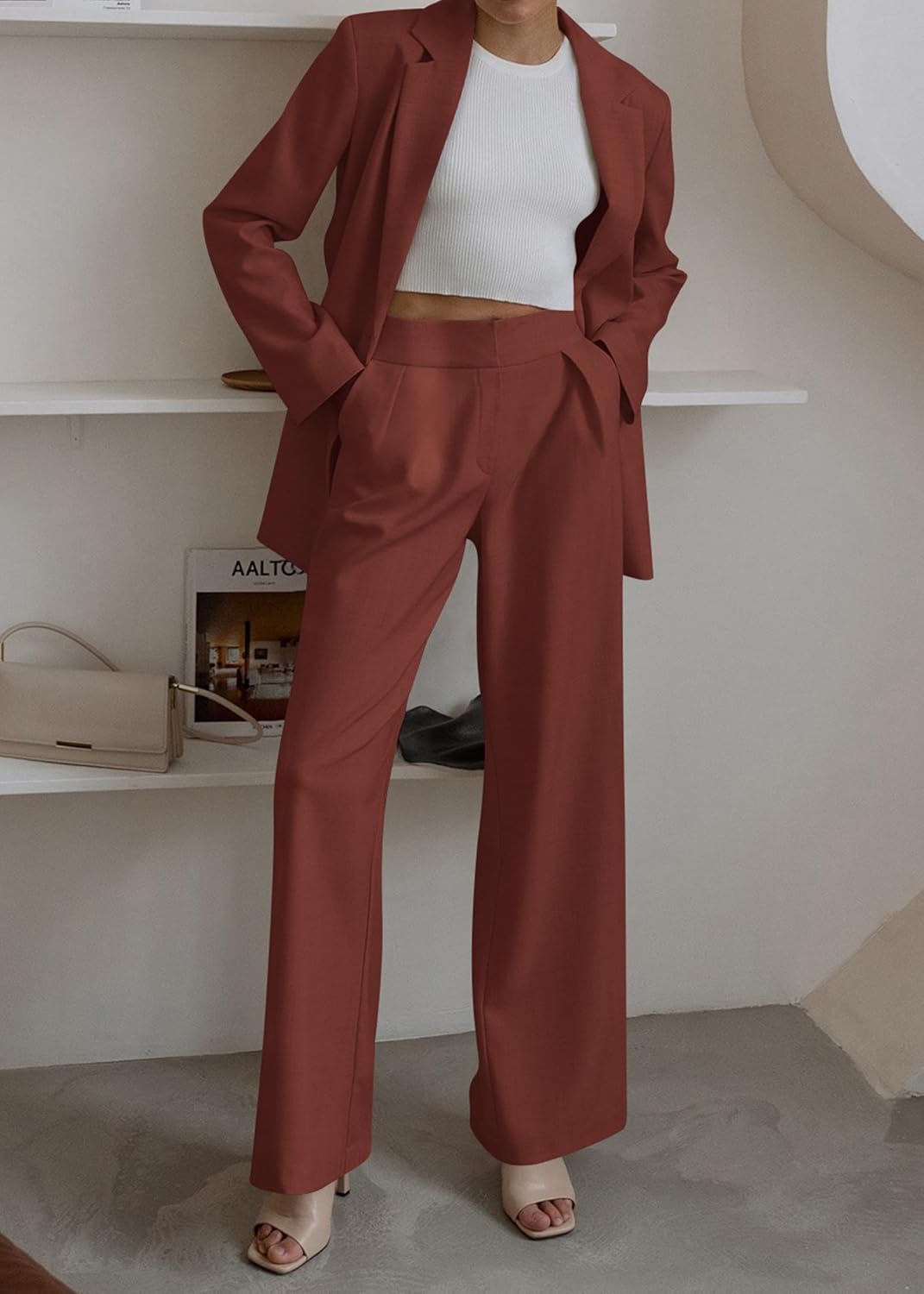 Stylish Blazer and Trouser Set - Mia-Olive Green-S-Nora Luxe