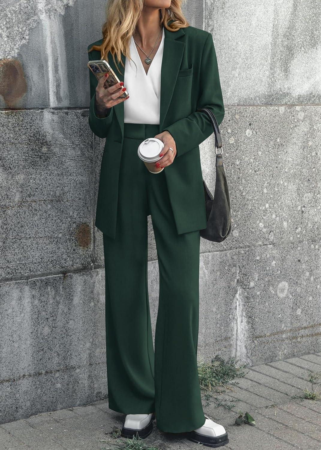 Stylish Blazer and Trouser Set - Mia-Olive Green-S-Nora Luxe