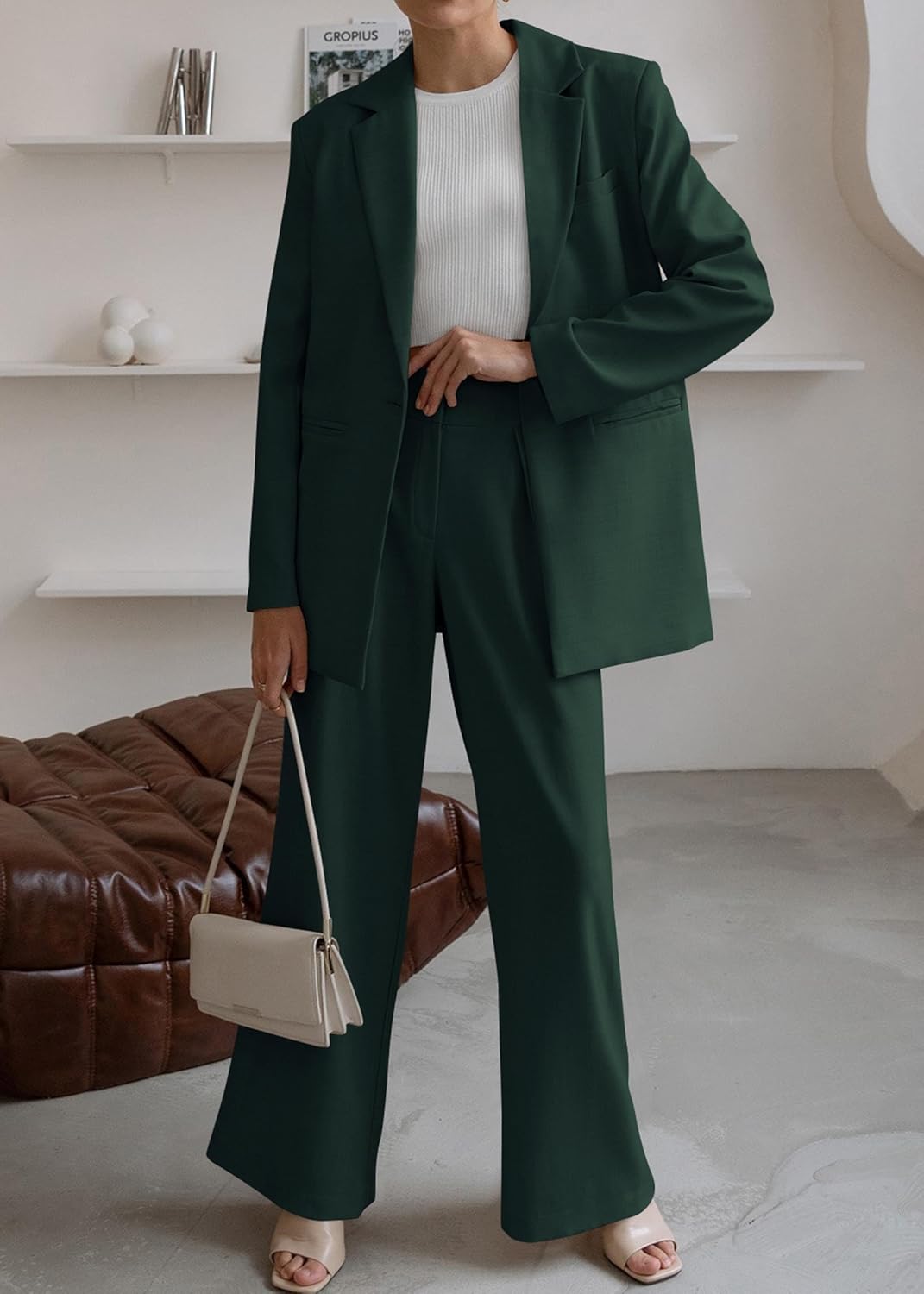 Stylish Blazer and Trouser Set - Mia-Olive Green-S-Nora Luxe