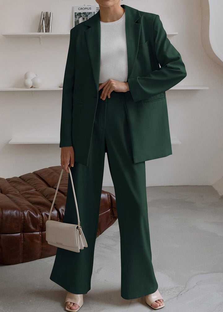 Stylish Blazer and Trouser Set - Mia-Olive Green-S-Nora Luxe