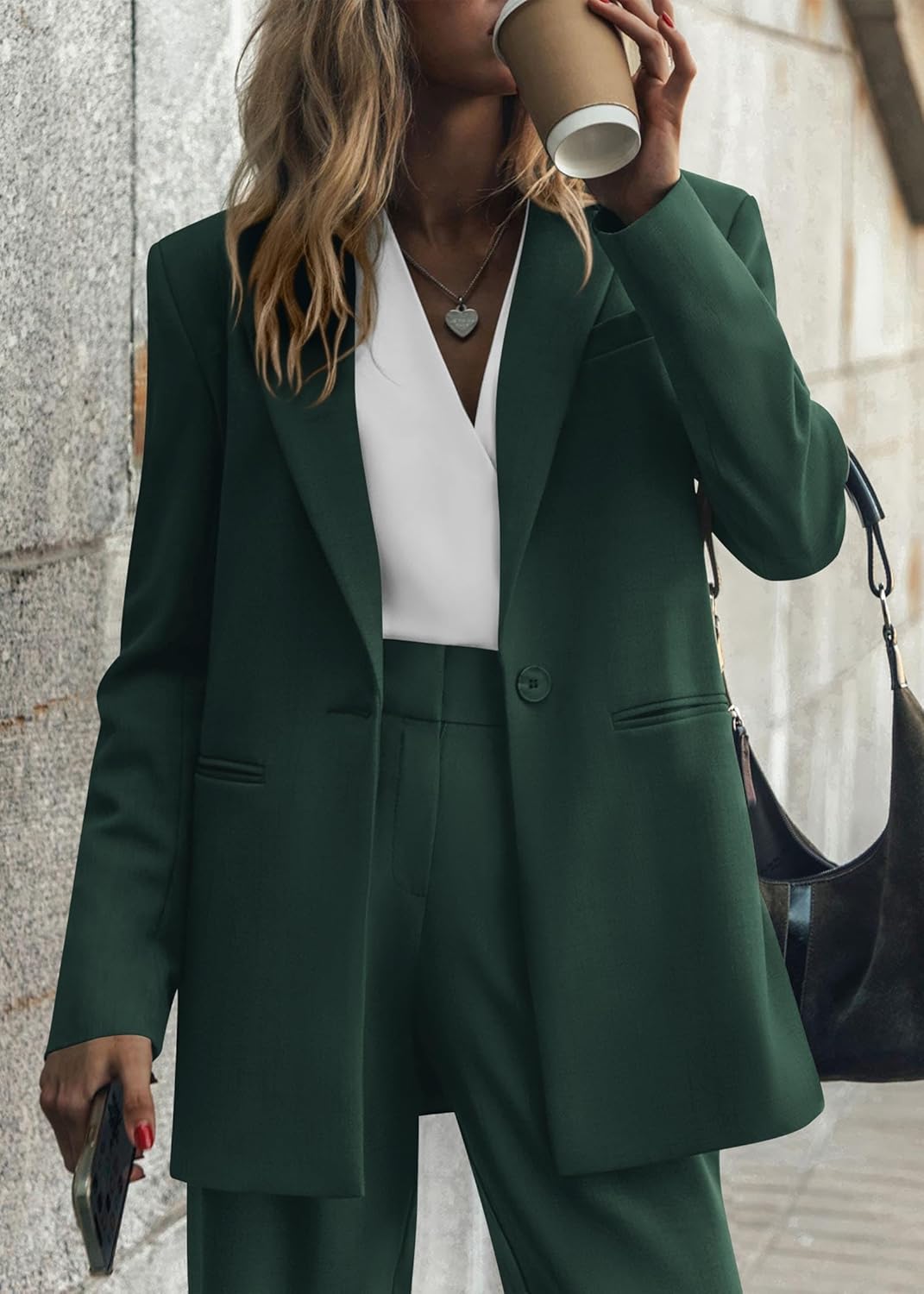 Stylish Blazer and Trouser Set - Mia-Olive Green-S-Nora Luxe