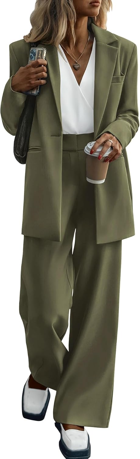 Stylish Blazer and Trouser Set - Mia-Olive Green-S-Nora Luxe