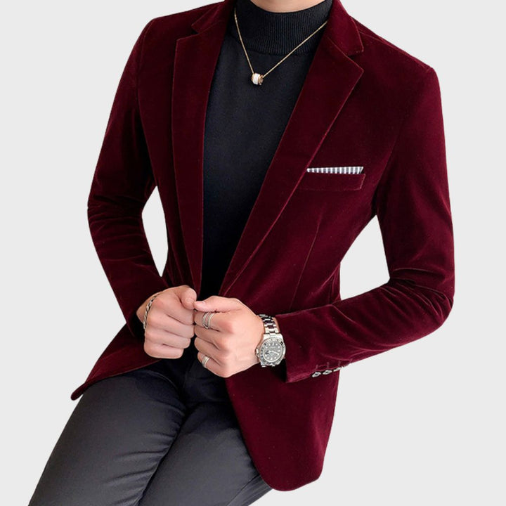 Stylish Blazer for Men - Hugo-Bordeaux Red-M-Nora Luxe