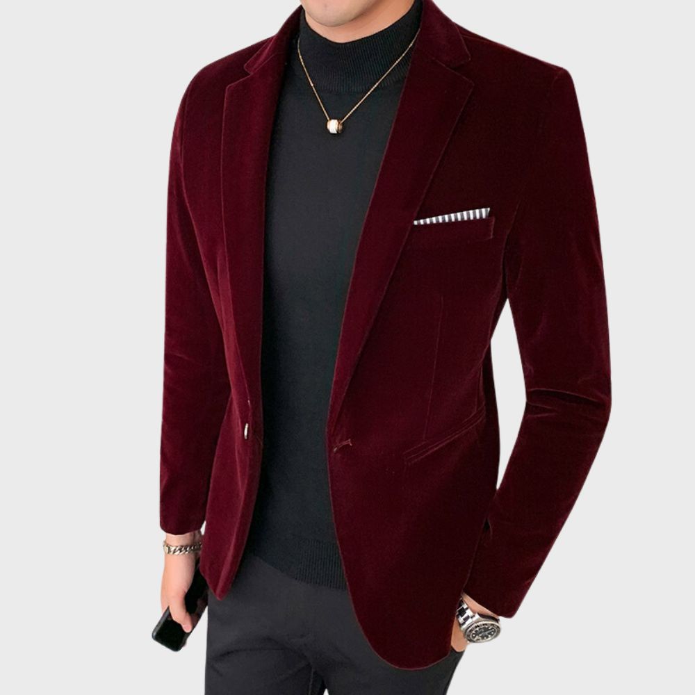 Stylish Blazer for Men - Hugo-Bordeaux Red-M-Nora Luxe
