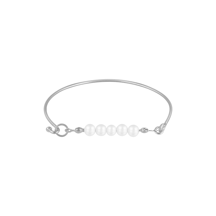 Stylish Bracelet with Delicate Pearls - Selina-Silver-Nora Luxe