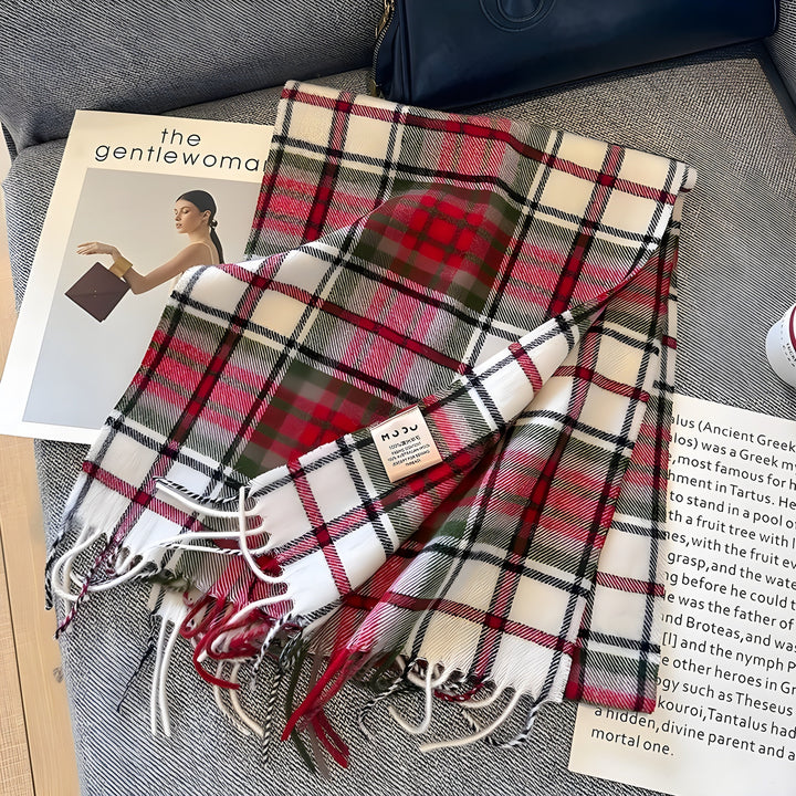 Stylish British Checked Cashmere Women's Winter Scarf - Victoria-C-Nora Luxe