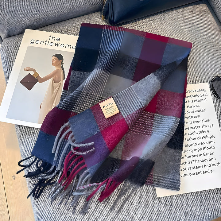 Stylish British Checked Cashmere Women's Winter Scarf - Victoria-D-Nora Luxe