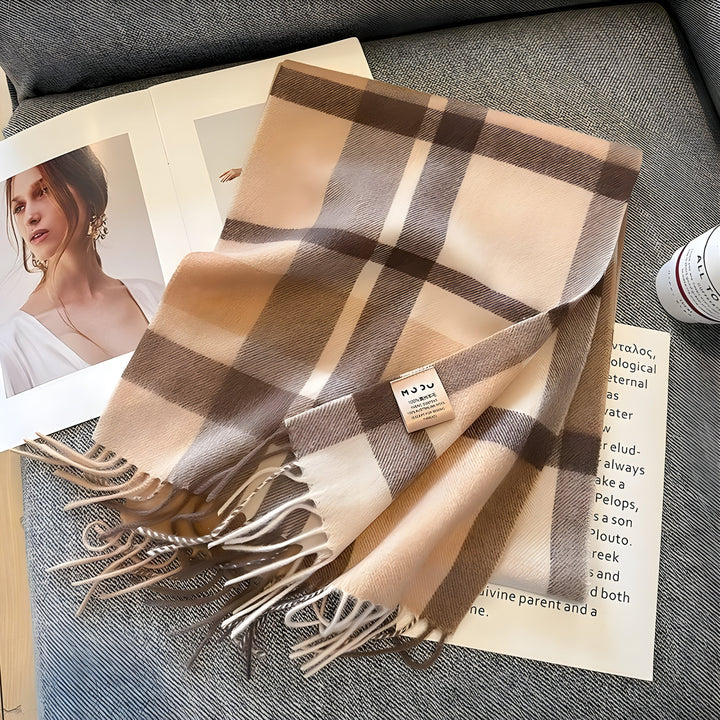 Stylish British Checked Cashmere Women's Winter Scarf - Victoria-S-Nora Luxe