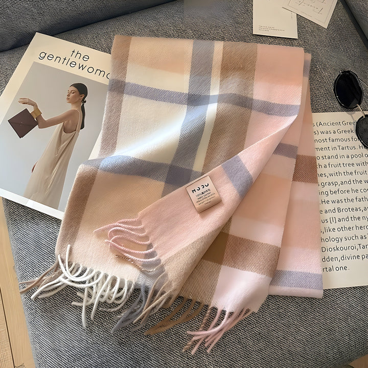 Stylish British Checked Cashmere Women's Winter Scarf - Victoria-T-Nora Luxe