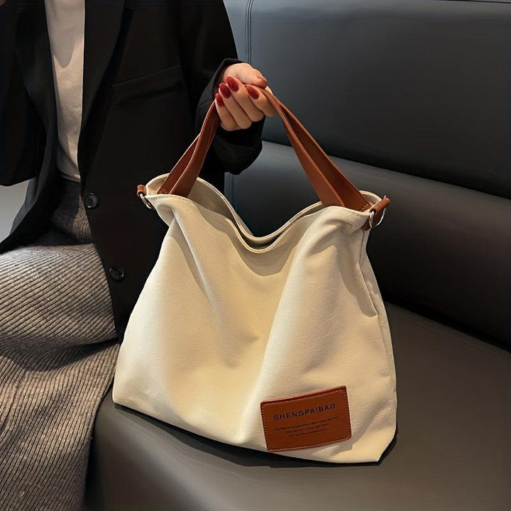 Stylish Canvas Shoulder Bag - Sienna-Cream white-Nora Luxe