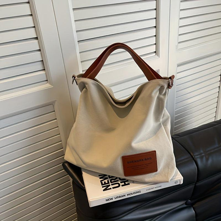 Stylish Canvas Shoulder Bag - Sienna-Cream white-Nora Luxe
