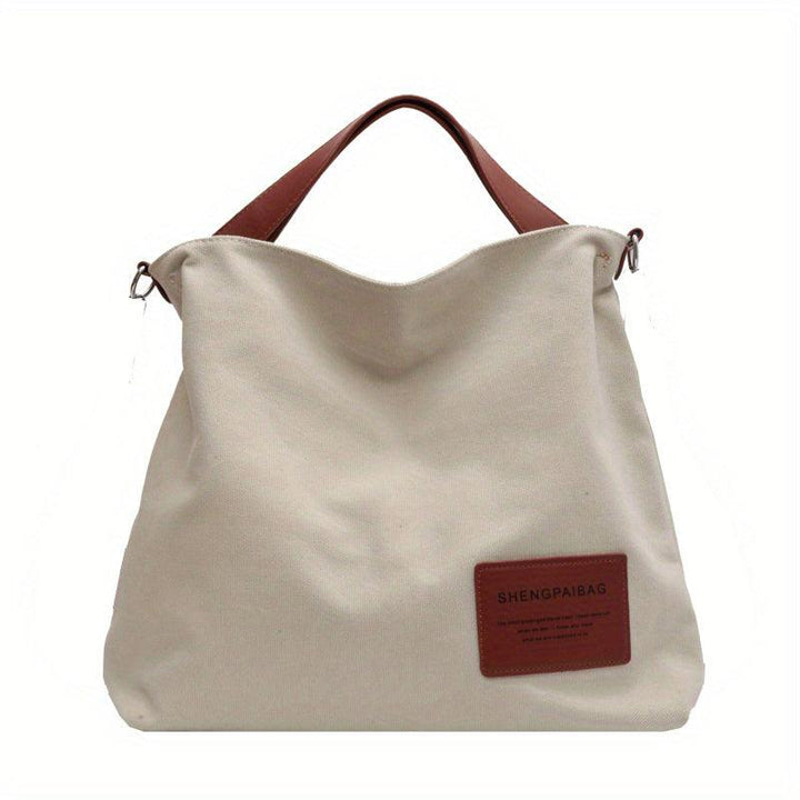 Stylish Canvas Shoulder Bag - Sienna-Cream white-Nora Luxe
