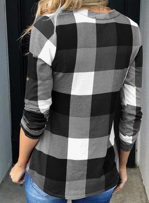 Stylish Casual Checked Ladies' Blouse - Lara-Black-S-Nora Luxe