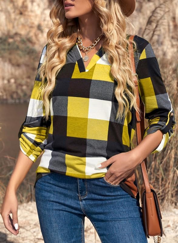 Stylish Casual Checked Ladies' Blouse - Lara-Black-S-Nora Luxe