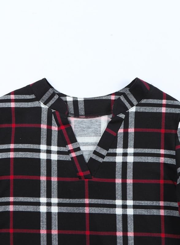 Stylish Casual Checked Ladies' Blouse - Lara-Black-S-Nora Luxe