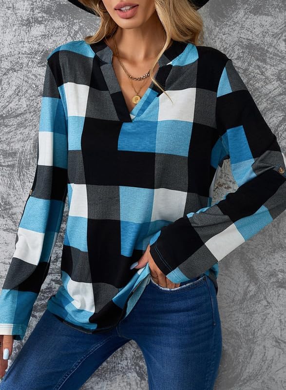 Stylish Casual Checked Ladies' Blouse - Lara-Black-S-Nora Luxe