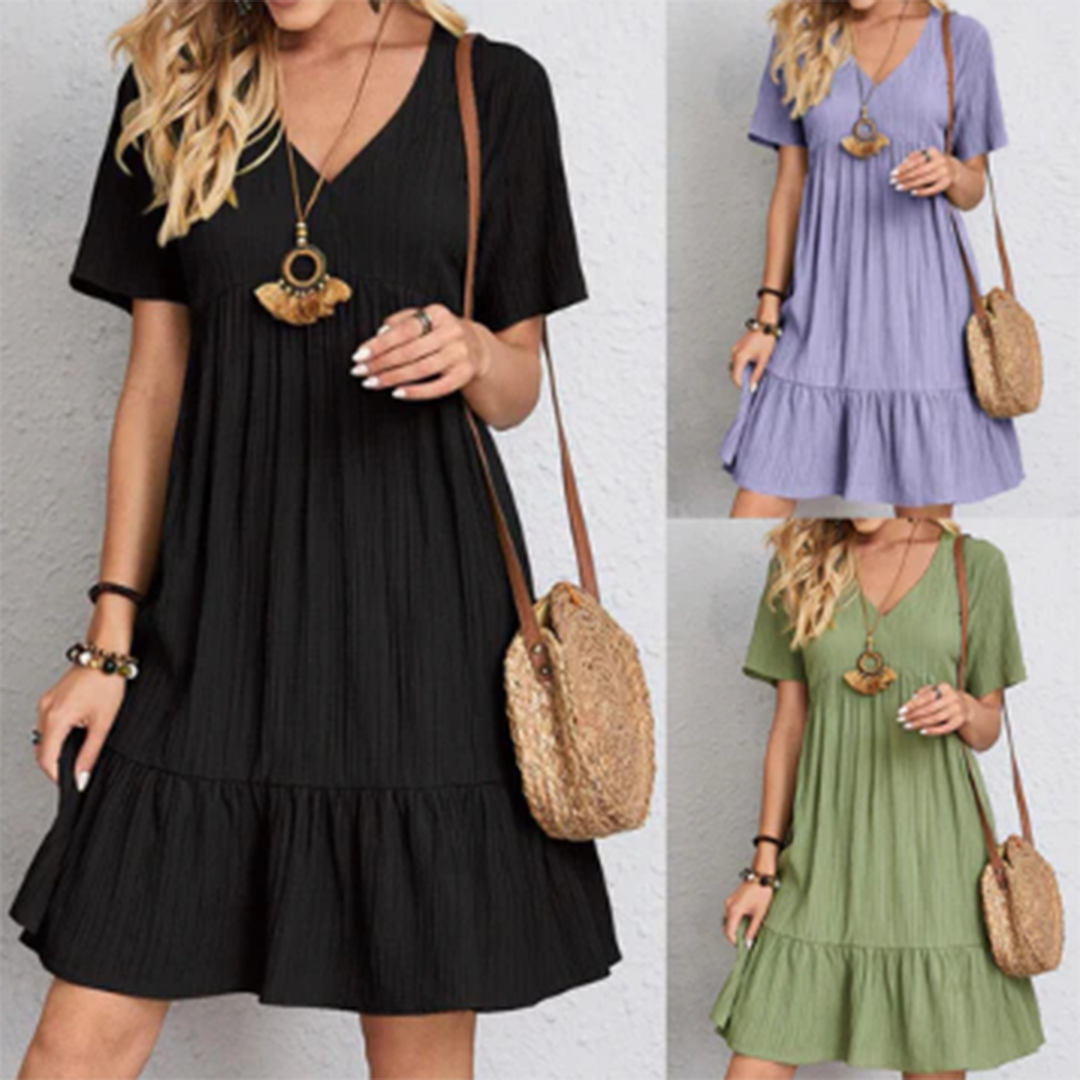 Stylish Casual Summer Dress - Lina-Black-S-Nora Luxe